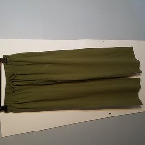 SHEIN PANTS S Forest Green Elastic Wide Leg with HIGH SPLIT side